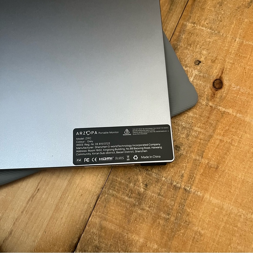 ARZOPA Portable Monitor 71FC Gray - Picture 4 of 6